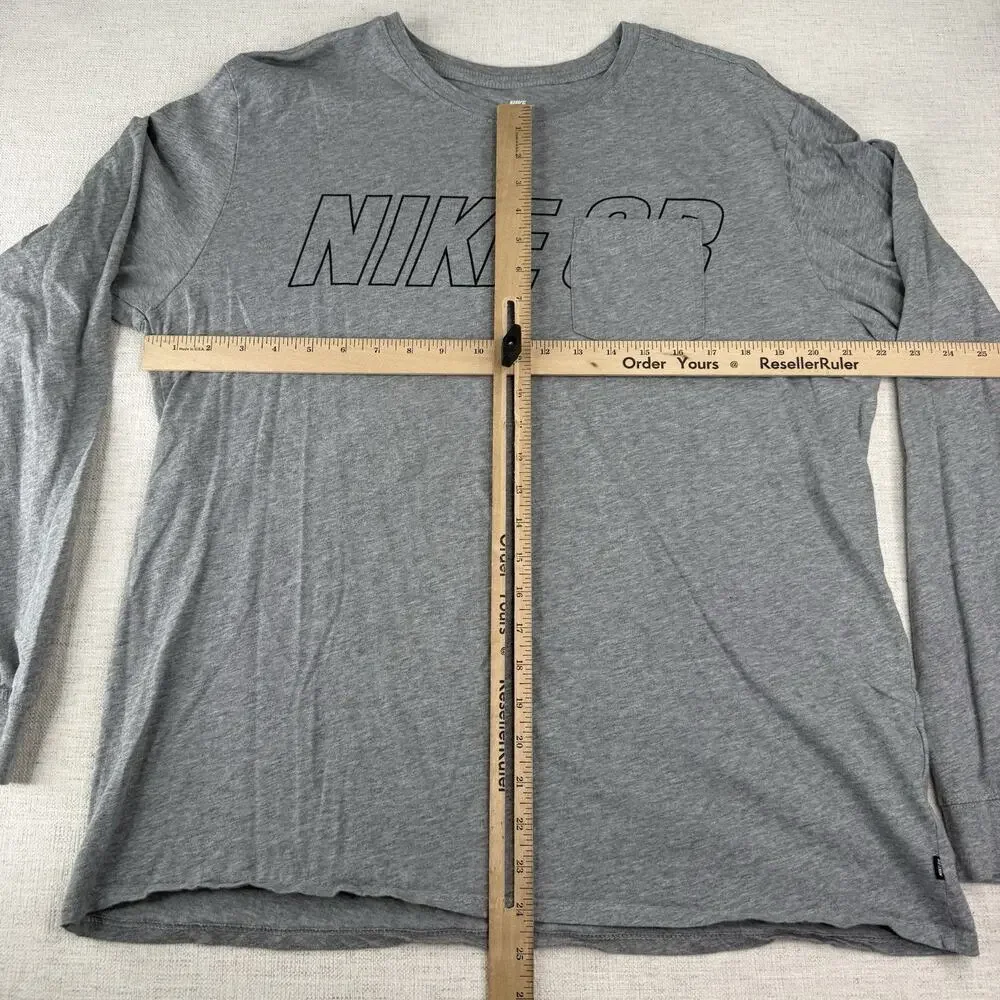 Nike SB Skateboarding Long Sleeve Shirt Pocket Tee AH7875 Gray Cotton Mens XL